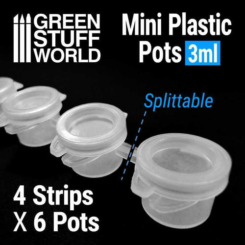 24x Mini Plastic Pots 3ml by Green Stuff World